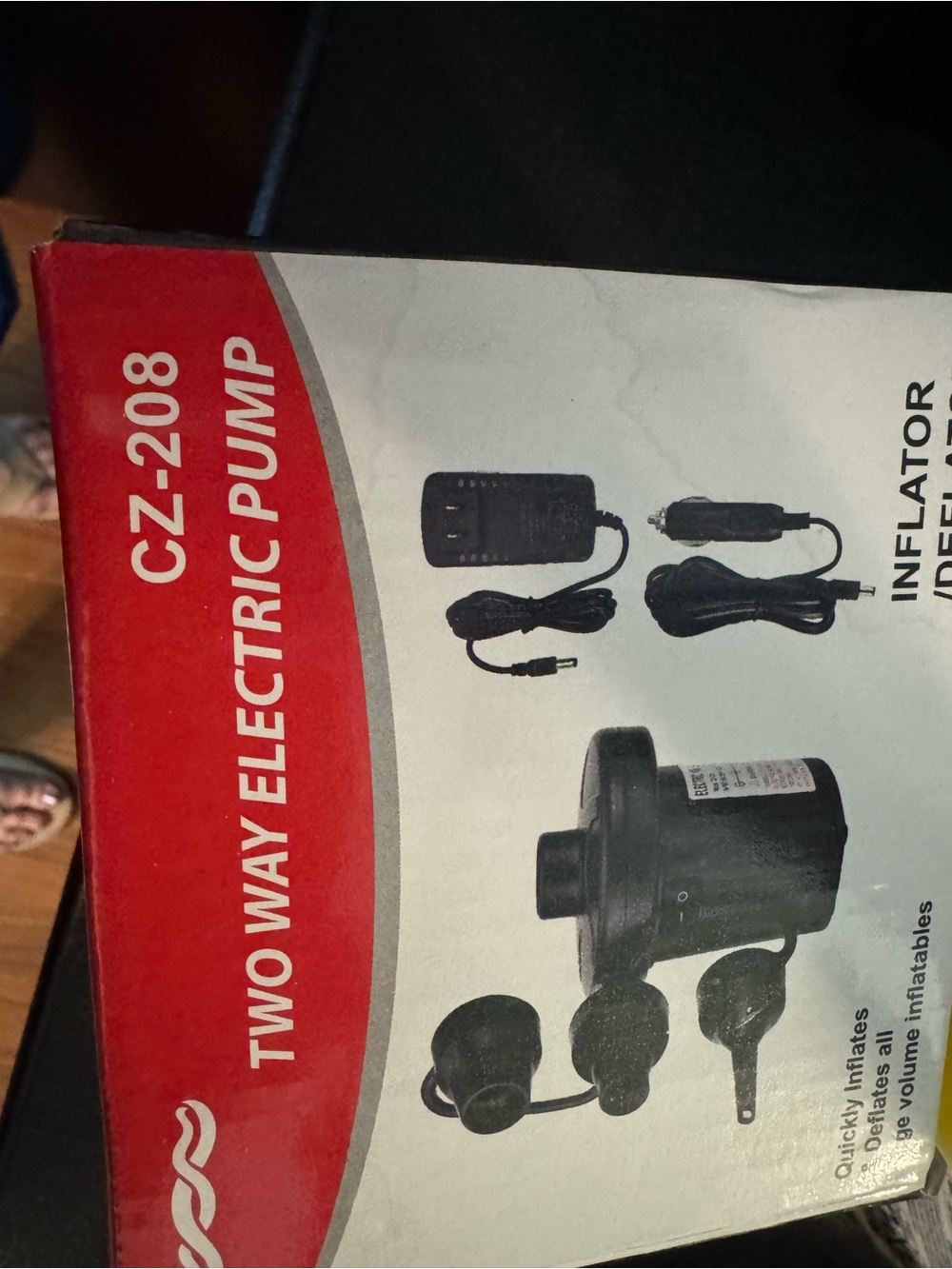 Two Way Electric Pump CZ 208 - Black and Red Inflator/Deflator. NEW - Picture 3 of 5